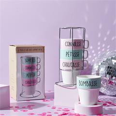 COFFRET DE 4 TASSES A CAFE AVEC SUPPORT