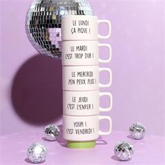 COFFRET DE 5 TASSES A CAFE SEMAINE