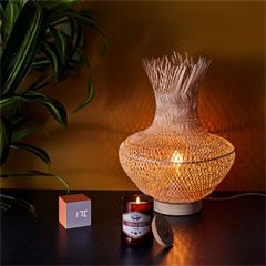 LAMPE VASE ROTIN